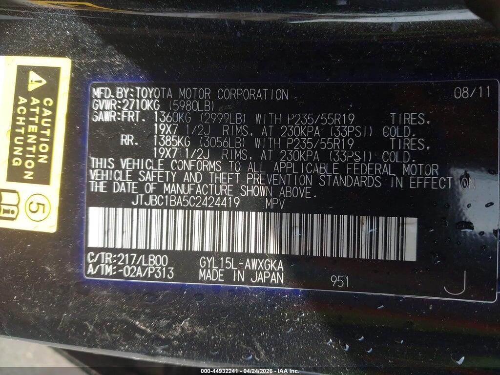 JTJBC1BA5C2424419 2012 LEXUS RX 450H photo no. 9