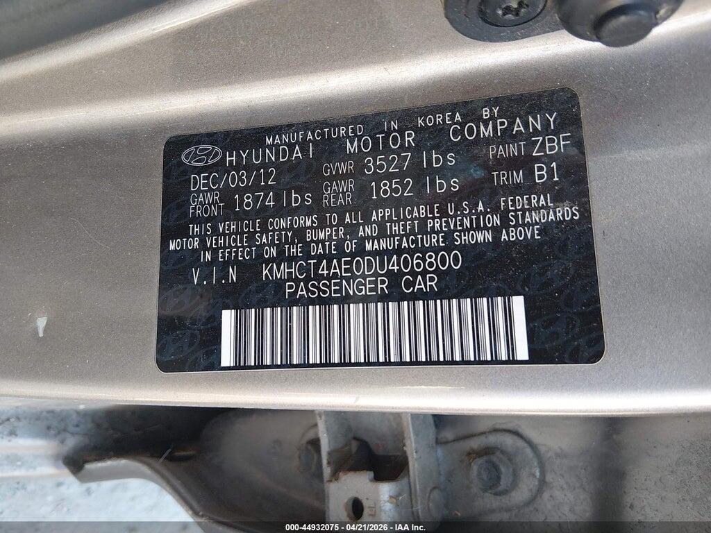 KMHCT4AE0DU406800 2013 HYUNDAI ACCENT photo no. 8