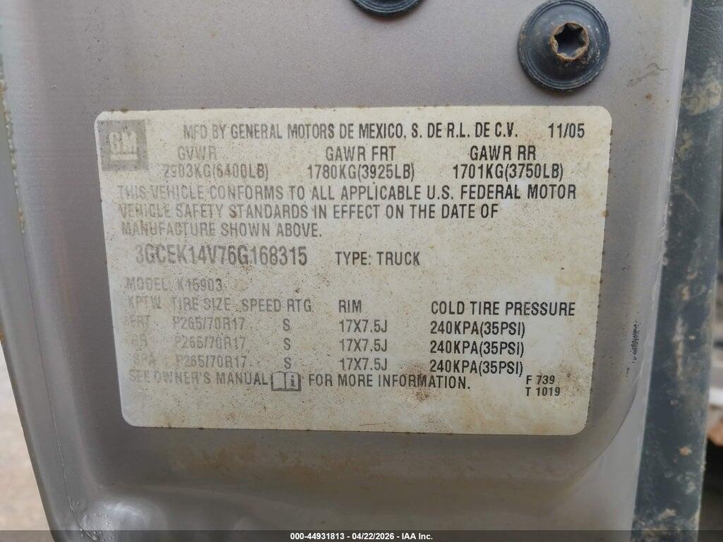 3GCEK14V76G168315 2006 CHEVROLET SILVERADO 1500 photo no. 9