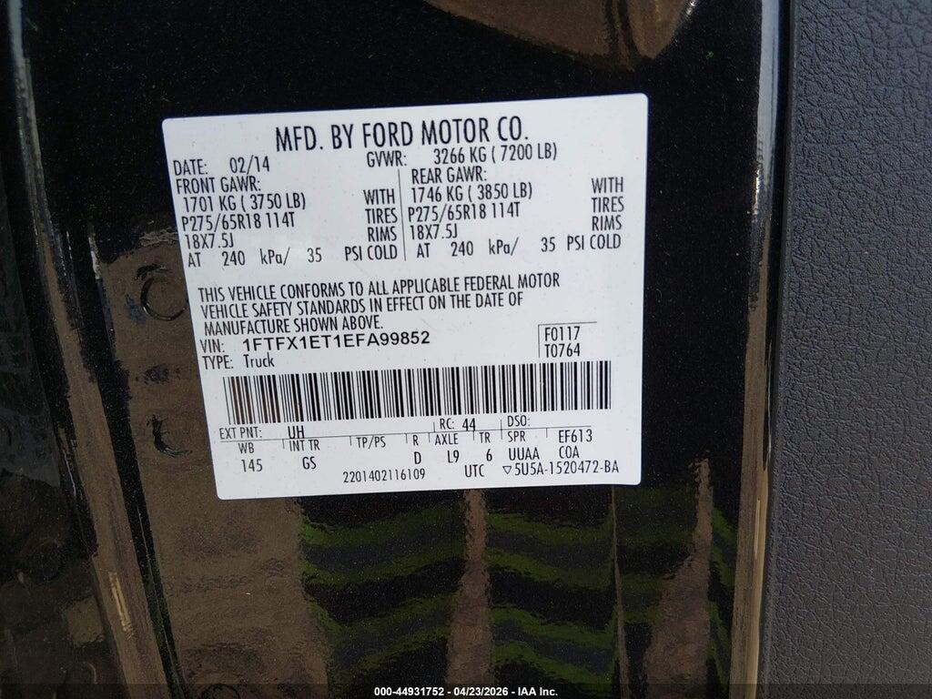 1FTFX1ET1EFA99852 2014 FORD F-150 photo no. 9
