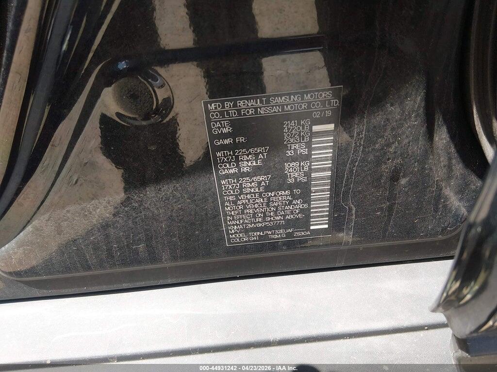 KNMAT2MV6KP537771 2019 NISSAN ROGUE photo no. 9