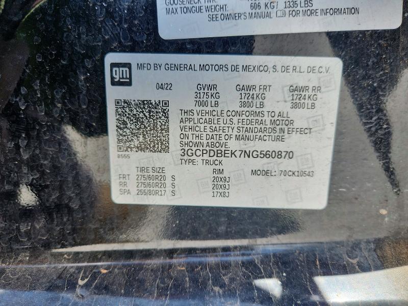 2022 CHEVROLET SILVERADO K1500 CUSTOM — Фото 12 из 12