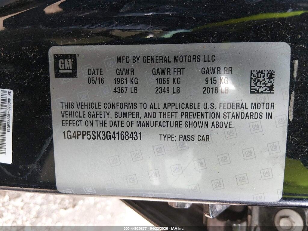1G4PP5SK3G4168431 2016 BUICK VERANO photo no. 9