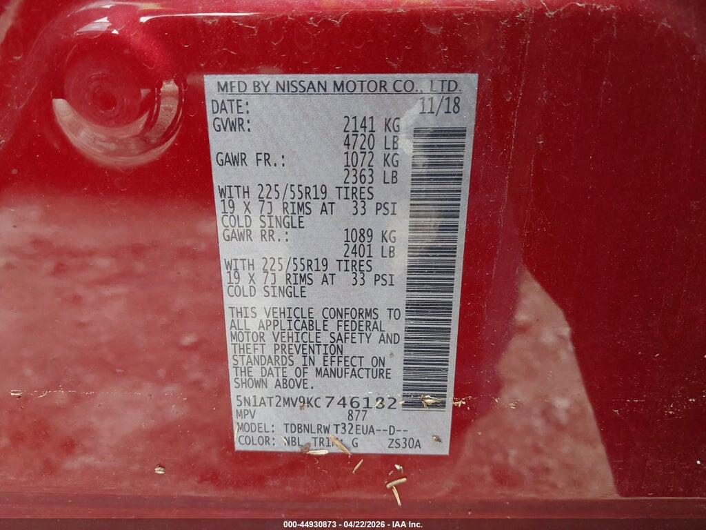 5N1AT2MV9KC746182 2019 NISSAN ROGUE photo no. 9