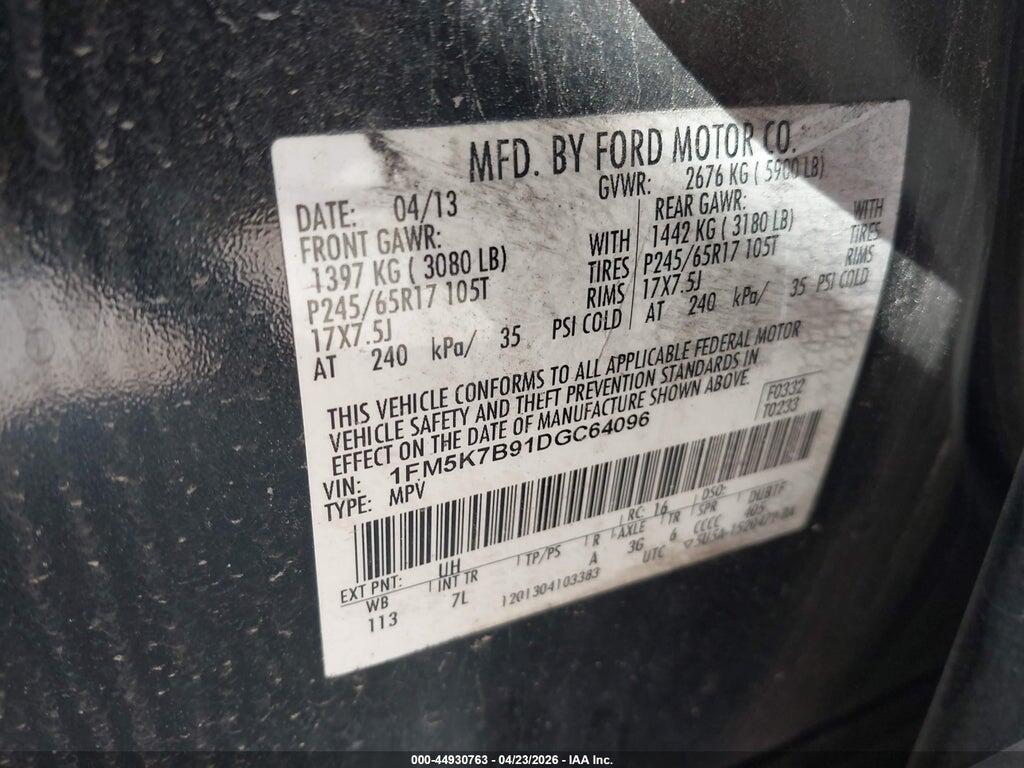 1FM5K7B91DGC64096 2013 FORD EXPLORER photo no. 9