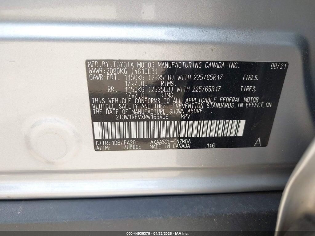 2T3W1RFVXMW169409 2021 TOYOTA RAV4 photo no. 9