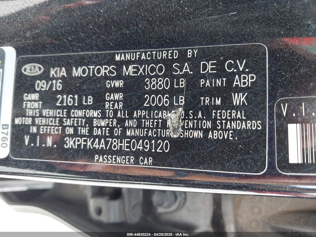 3KPFK4A78HE049120 2017 KIA FORTE photo no. 9
