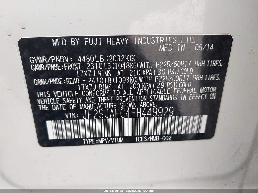 JF2SJAHC4FH449929 2015 SUBARU FORESTER photo no. 9