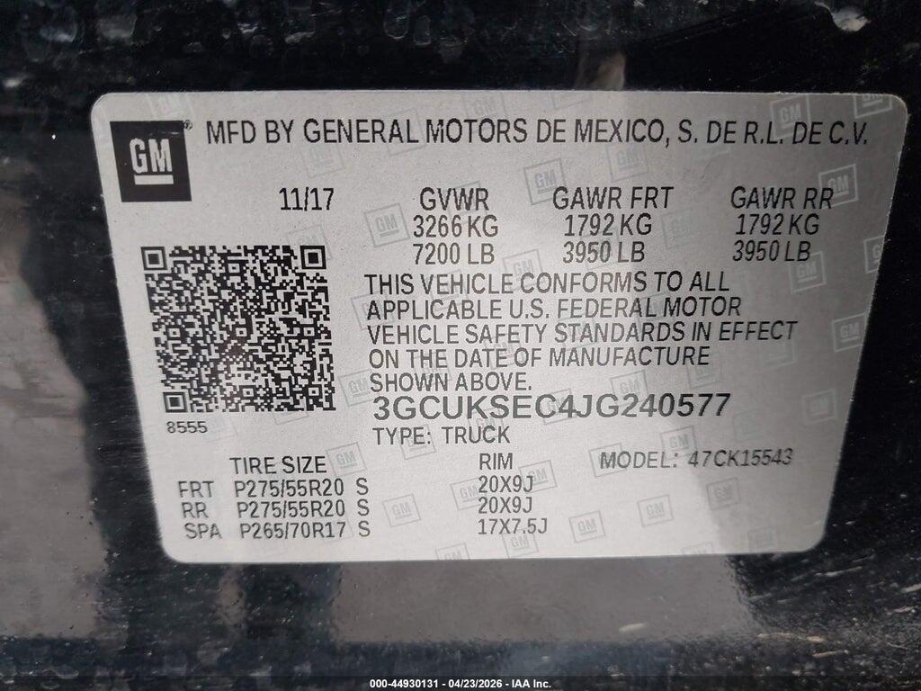 3GCUKSEC4JG240577 2018 CHEVROLET SILVERADO 1500 photo no. 9
