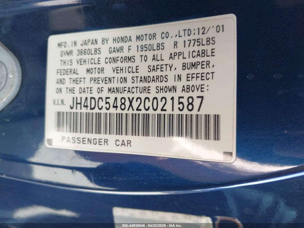 JH4DC548X2C021587 2002 ACURA RSX photo no. 9