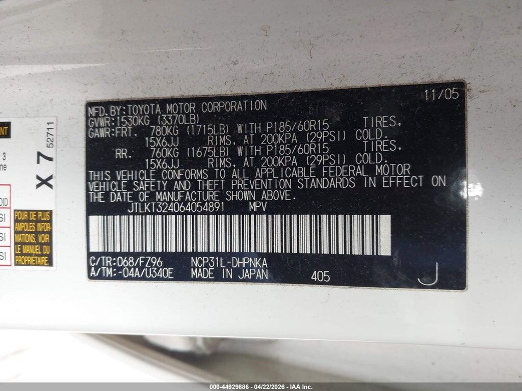 JTLKT324064054891 2006 TOYOTA SCION photo no. 9