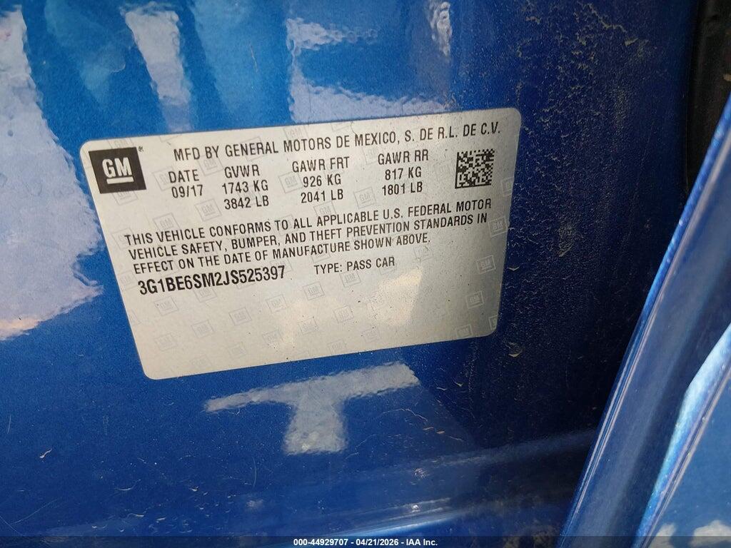 3G1BE6SM2JS525397 2018 CHEVROLET CRUZE photo no. 9