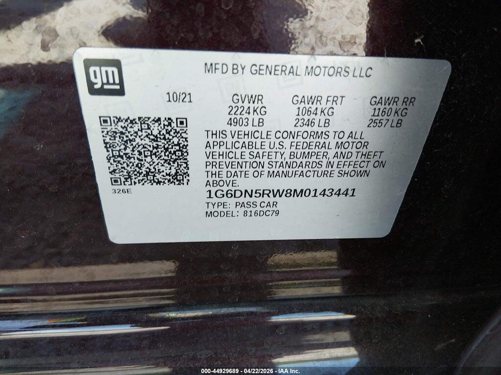 1G6DN5RW8M0143441 2021 CADILLAC CT5 photo no. 9