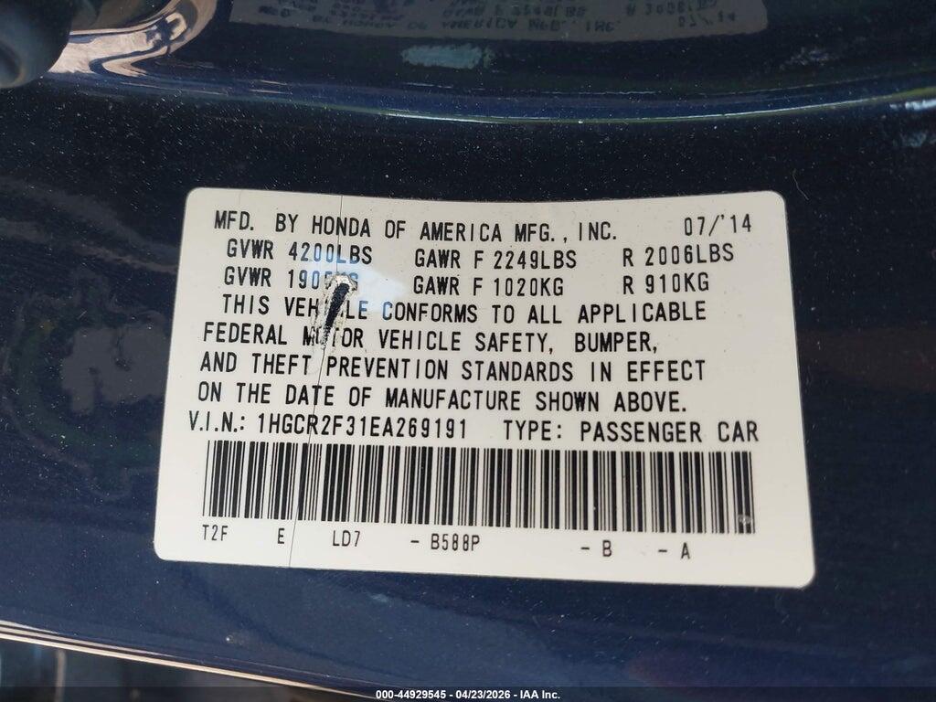 1HGCR2F31EA269191 2014 HONDA ACCORD photo no. 9