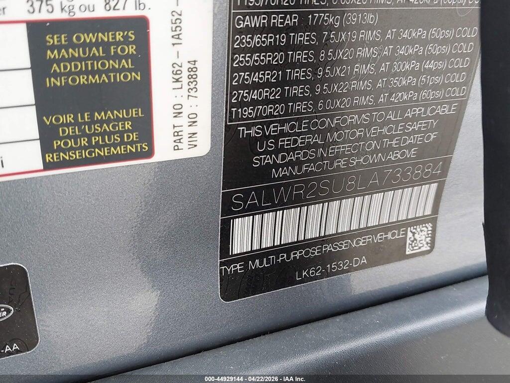 SALWR2SU8LA733884 2020 LAND ROVER RANGE ROVER SPORT photo no. 9