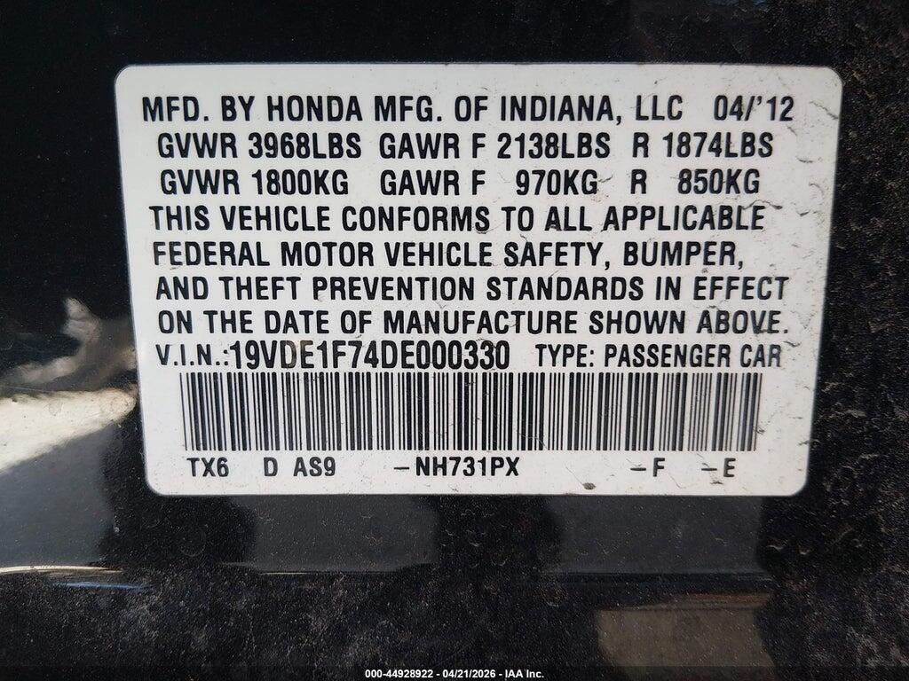 19VDE1F74DE000330 2013 ACURA ILX photo no. 9