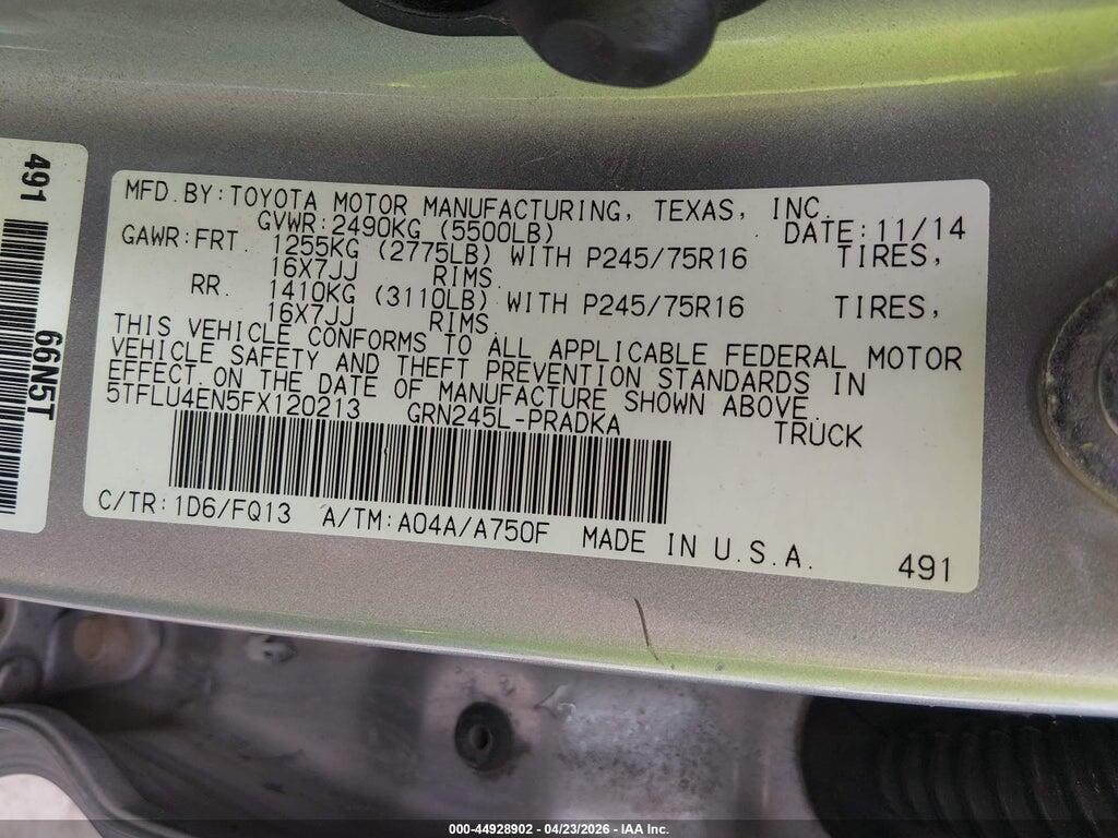 5TFLU4EN5FX120213 2015 TOYOTA TACOMA photo no. 9