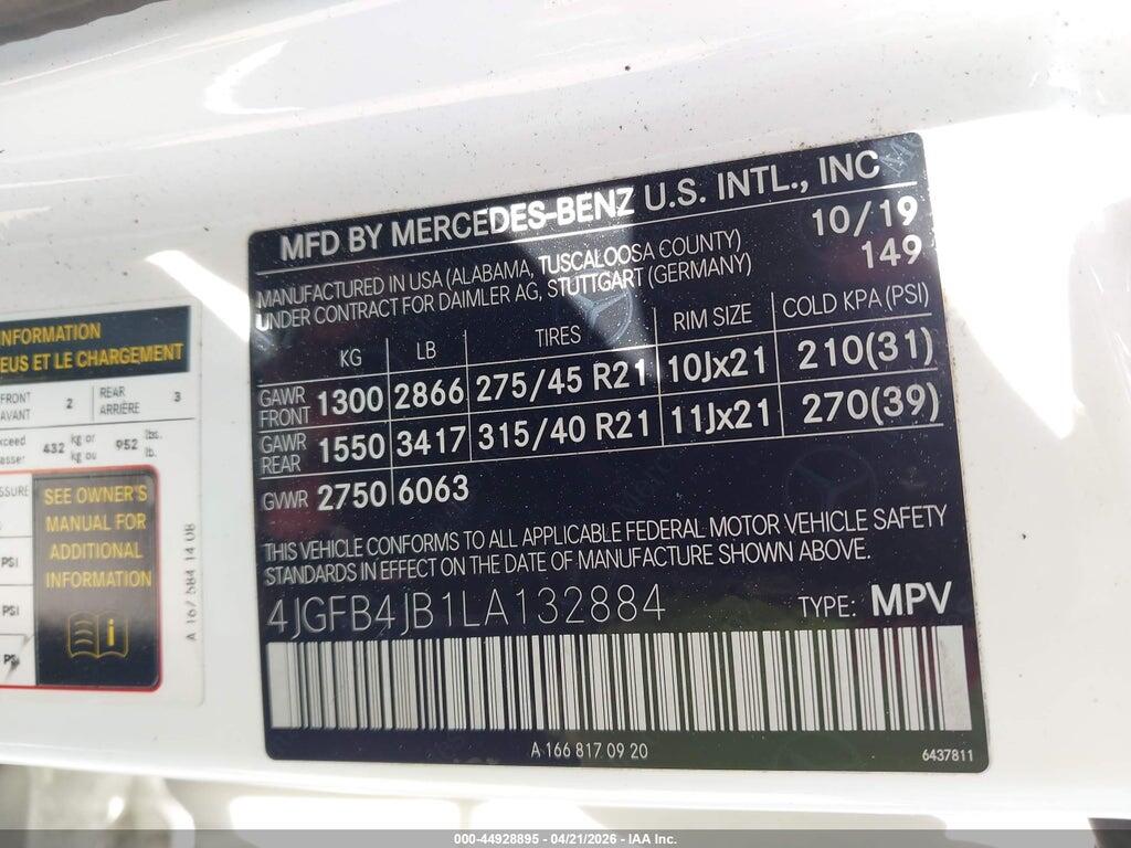 4JGFB4JB1LA132884 2020 MERCEDES-BENZ GLE 350 photo no. 9