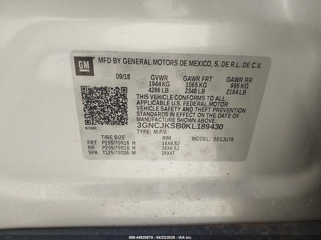3GNCJKSB0KL189430 2019 CHEVROLET TRAX photo no. 9