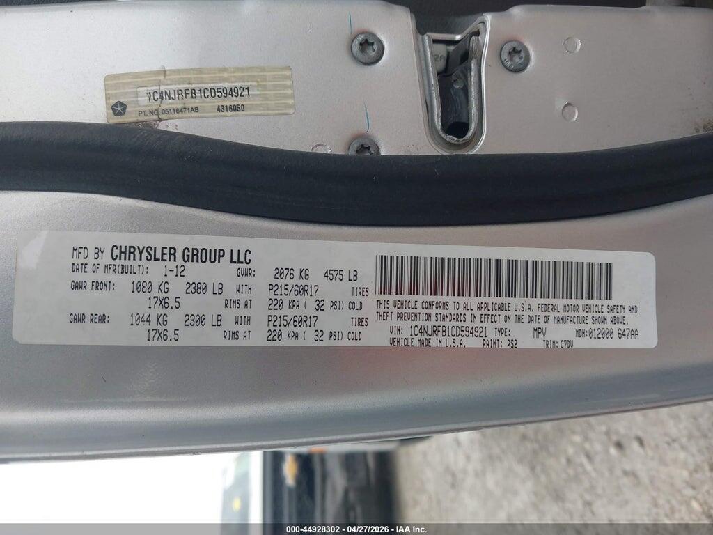 1C4NJRFB1CD594921 2012 JEEP PATRIOT photo no. 9
