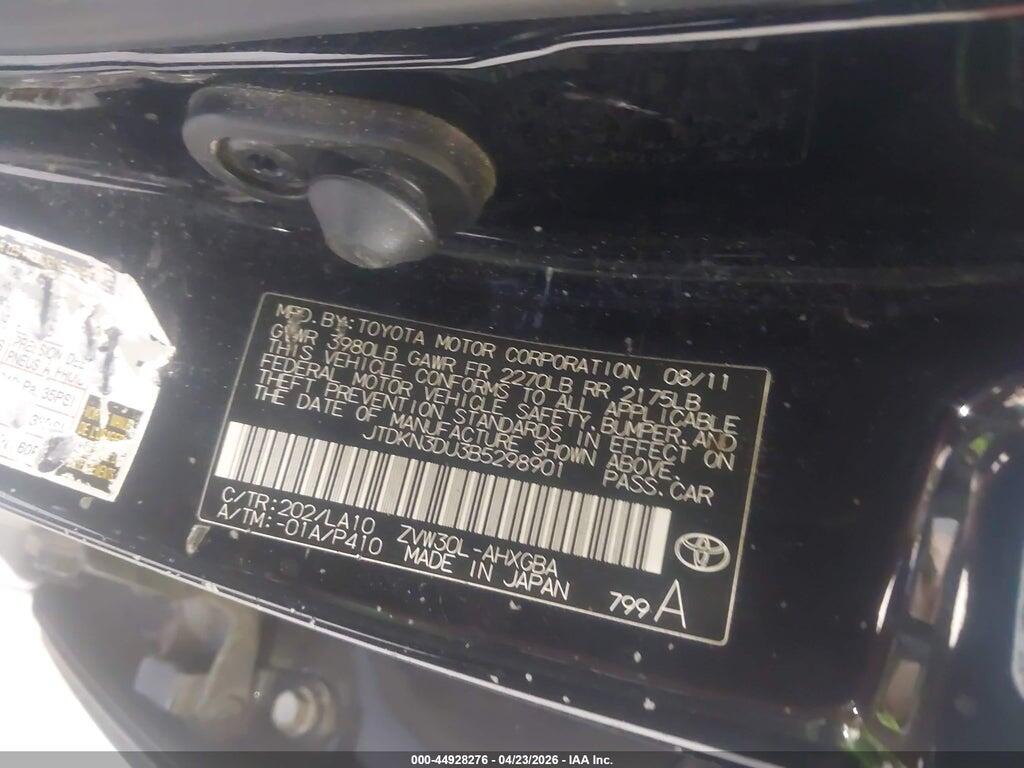 JTDKN3DU3B5298901 2011 TOYOTA PRIUS photo no. 9
