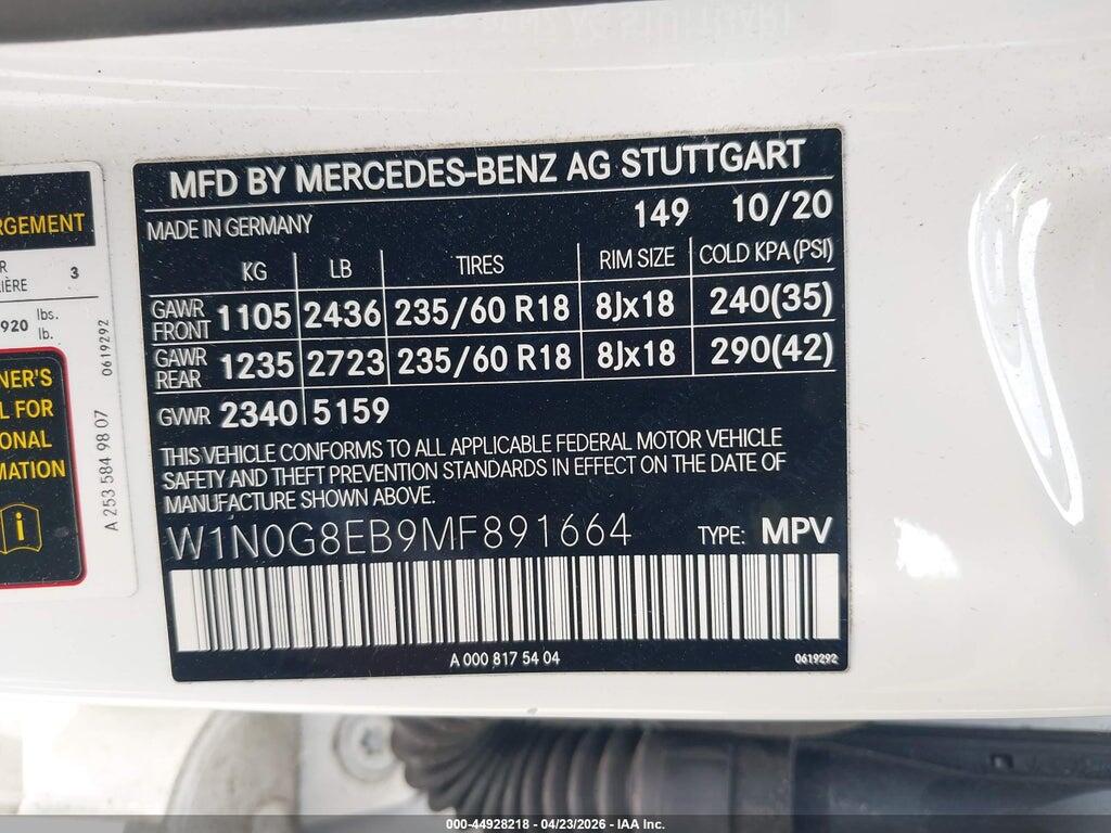 W1N0G8EB9MF891664 2021 MERCEDES-BENZ GLC 300 photo no. 9