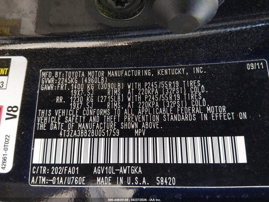 4T3ZA3BB2BU051759 2011 TOYOTA VENZA photo no. 9