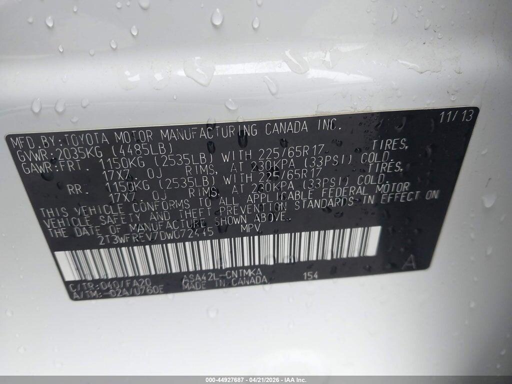 2T3WFREV7DW072445 2013 TOYOTA RAV4 photo no. 9