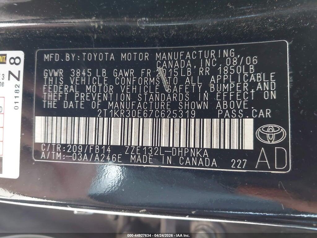 2T1KR30E67C625319 2007 TOYOTA MATRIX photo no. 9