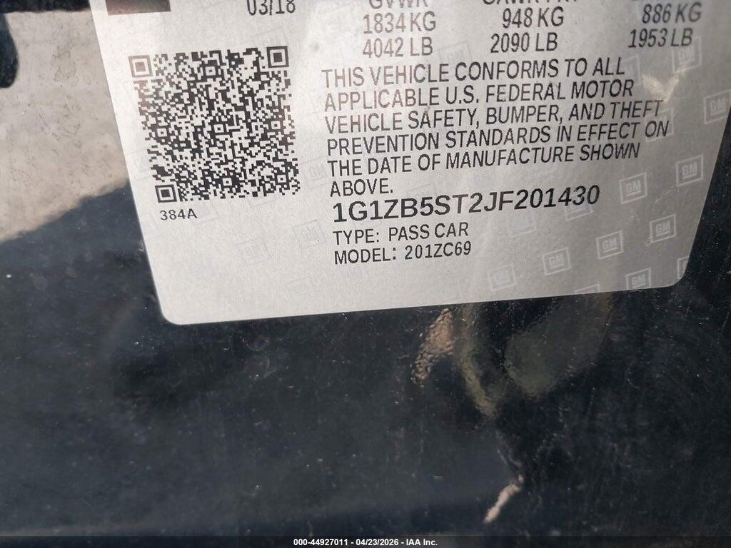 1G1ZB5ST2JF201430 2018 CHEVROLET MALIBU photo no. 9
