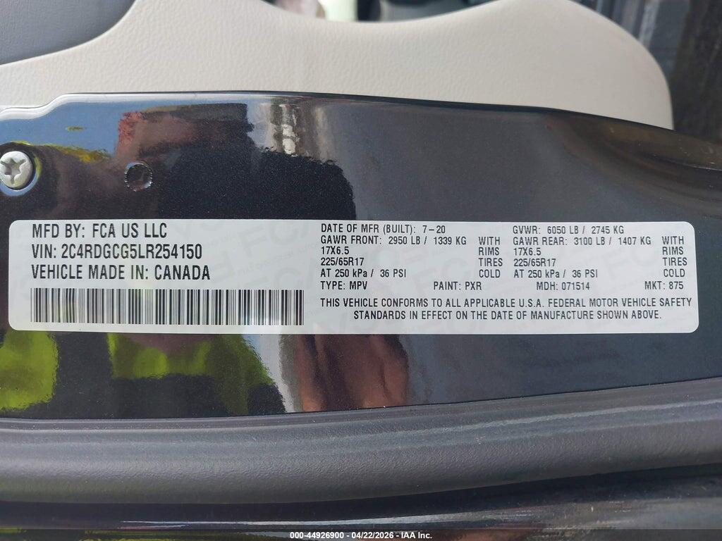 2C4RDGCG5LR254150 2020 DODGE GRAND CARAVAN photo no. 9