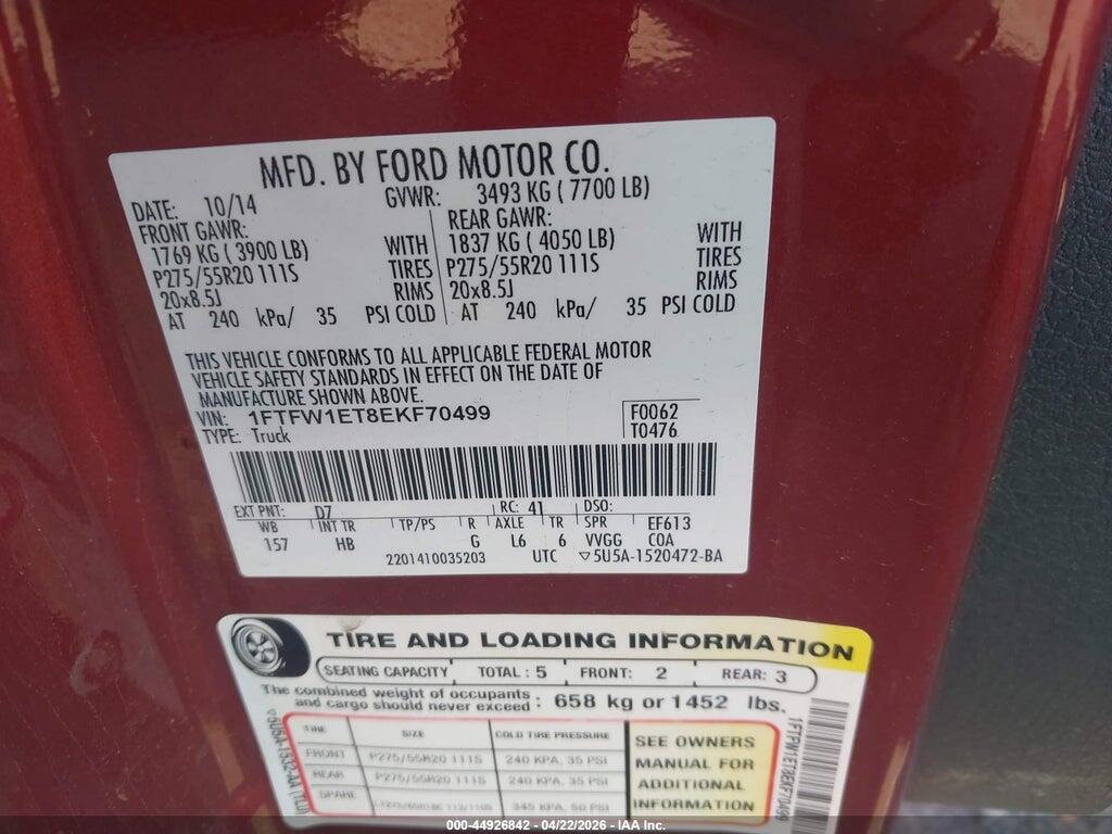 1FTFW1ET8EKF70499 2014 FORD F-150 photo no. 9