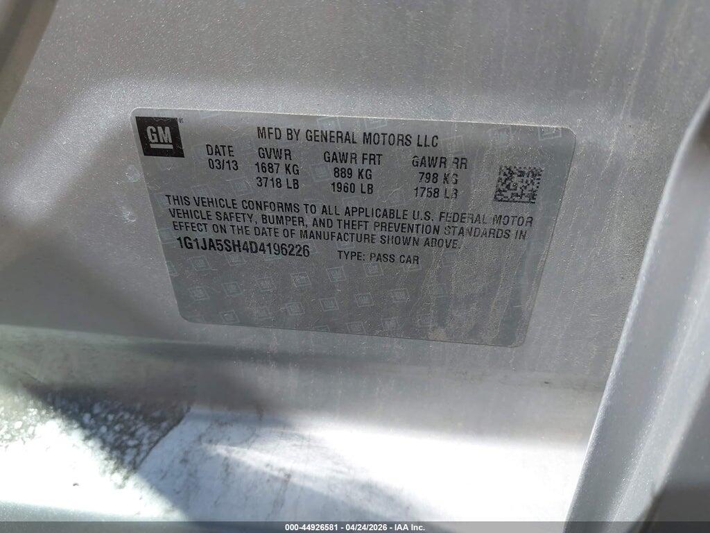 1G1JA5SH4D4196226 2013 CHEVROLET SONIC photo no. 9