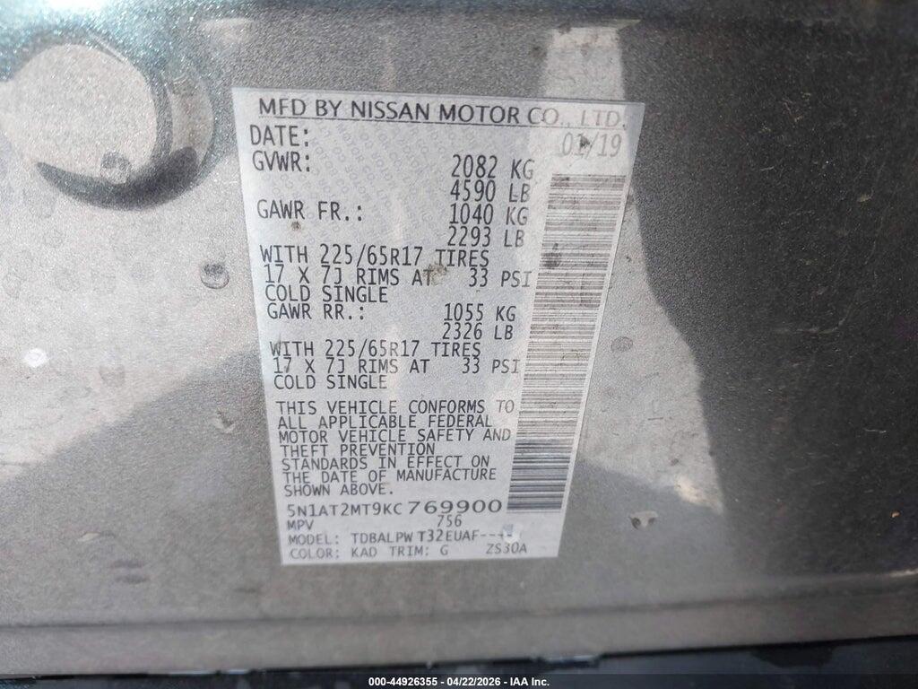 5N1AT2MT9KC769900 2019 NISSAN ROGUE photo no. 9