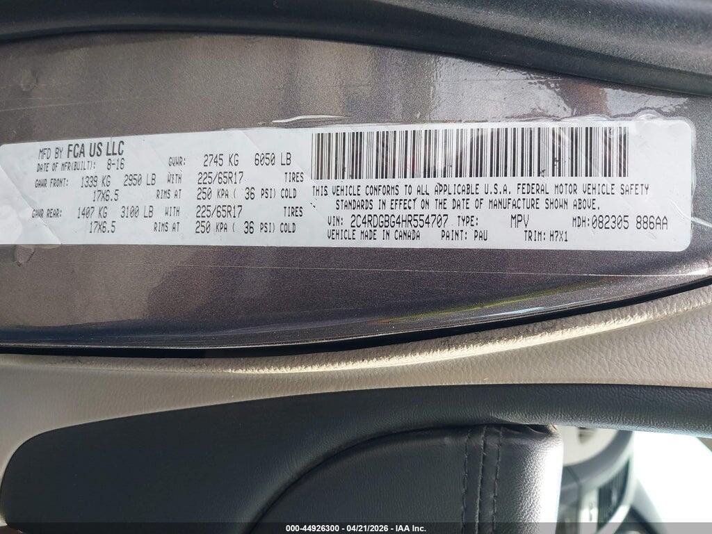 2C4RDGBG4HR554707 2017 DODGE GRAND CARAVAN photo no. 9