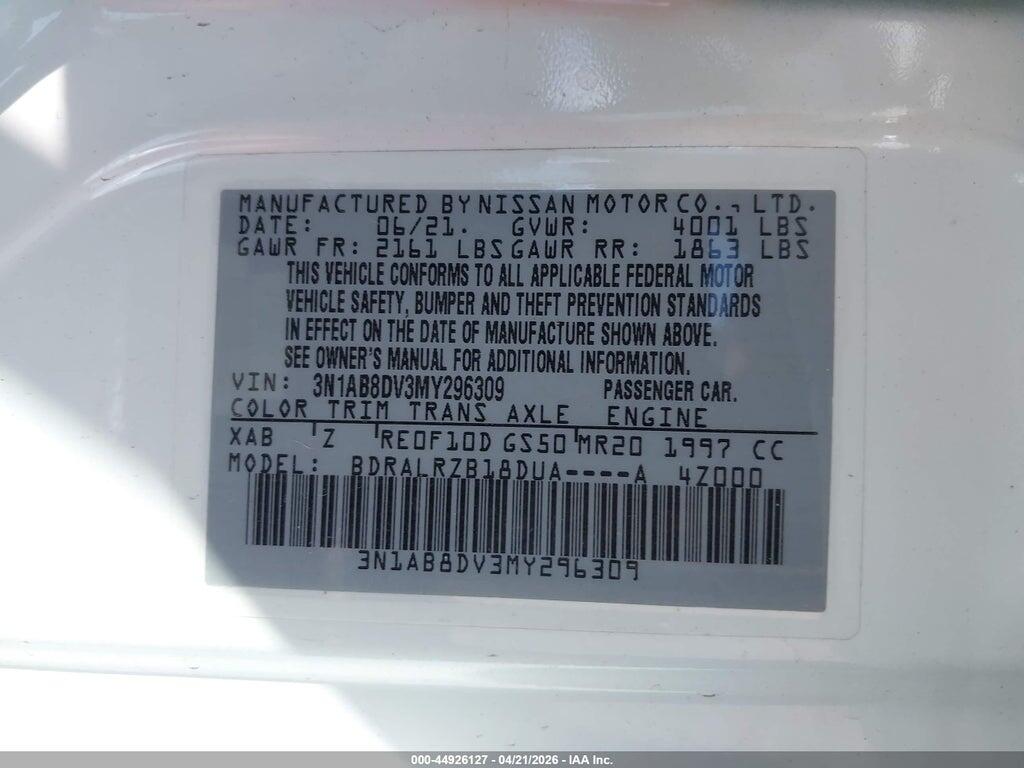 3N1AB8DV3MY296309 2021 NISSAN SENTRA photo no. 9