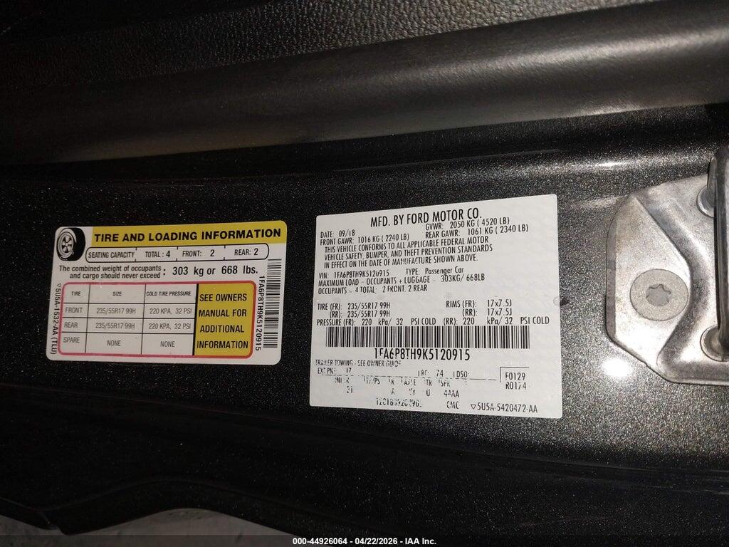 1FA6P8TH9K5120915 2019 FORD MUSTANG photo no. 9