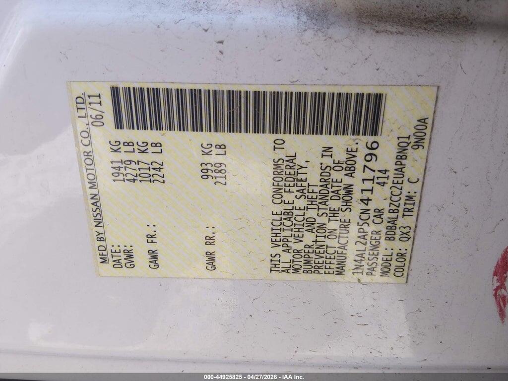 1N4AL2AP5CN411796 2012 NISSAN ALTIMA photo no. 9
