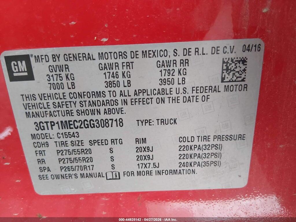 3GTP1MEC2GG308718 2016 GMC SIERRA 1500 photo no. 9