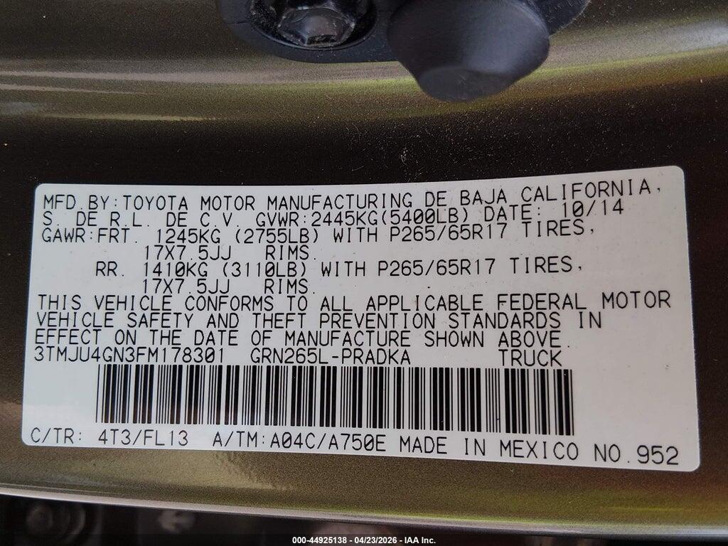 3TMJU4GN3FM178301 2015 TOYOTA TACOMA photo no. 9