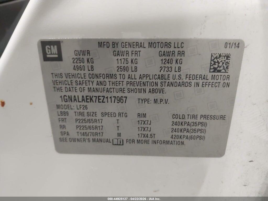 1GNALAEK7EZ117967 2014 CHEVROLET EQUINOX photo no. 9