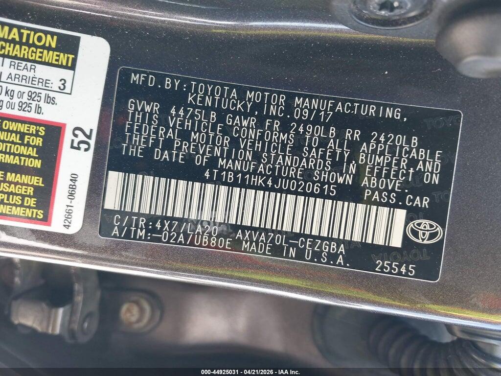 4T1B11HK4JU020615 2018 TOYOTA CAMRY photo no. 9