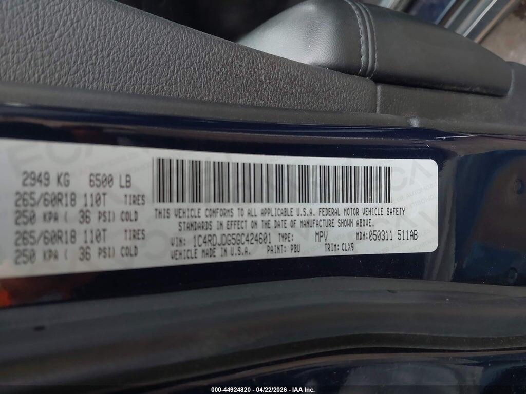1C4RDJDG5GC424601 2016 DODGE DURANGO photo no. 9