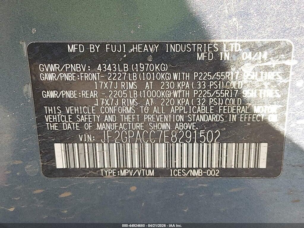 JF2GPACC7E8291502 2014 SUBARU XV CROSSTREK photo no. 9