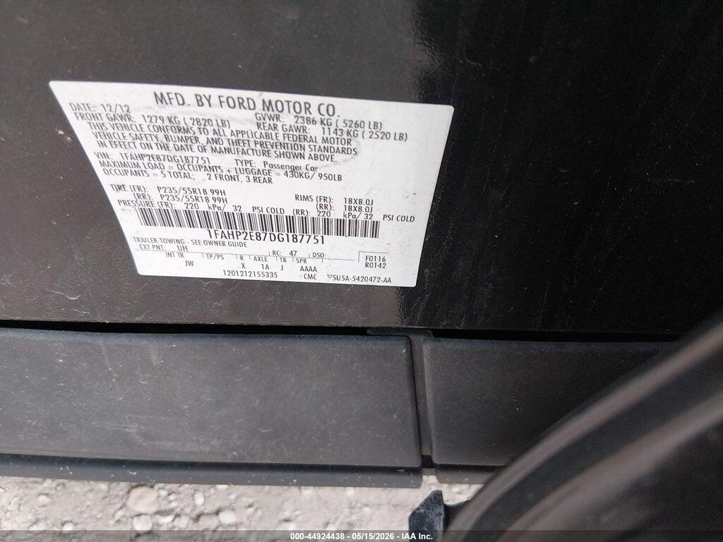 1FAHP2E87DG187751 2013 FORD TAURUS photo no. 9