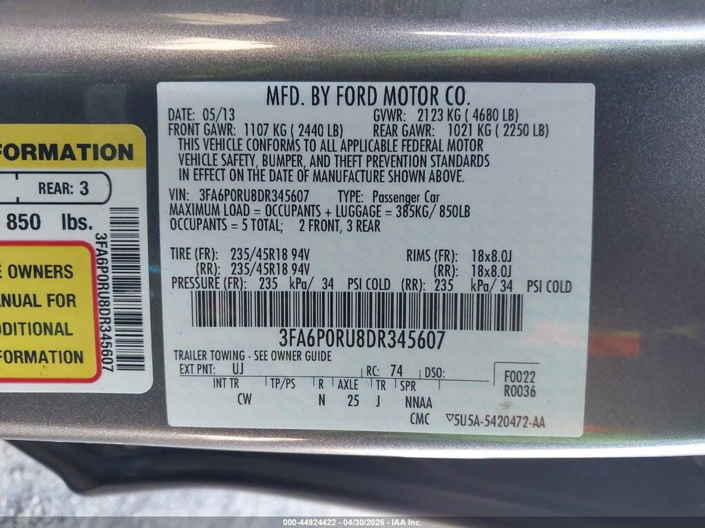 3FA6P0RU8DR345607 2013 FORD FUSION HYBRID photo no. 9