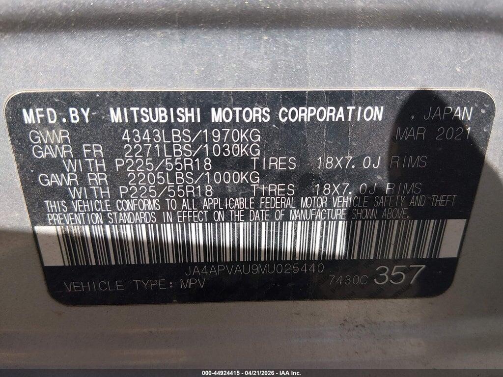 JA4APVAU9MU025440 2021 MITSUBISHI OUTLANDER SPORT photo no. 9