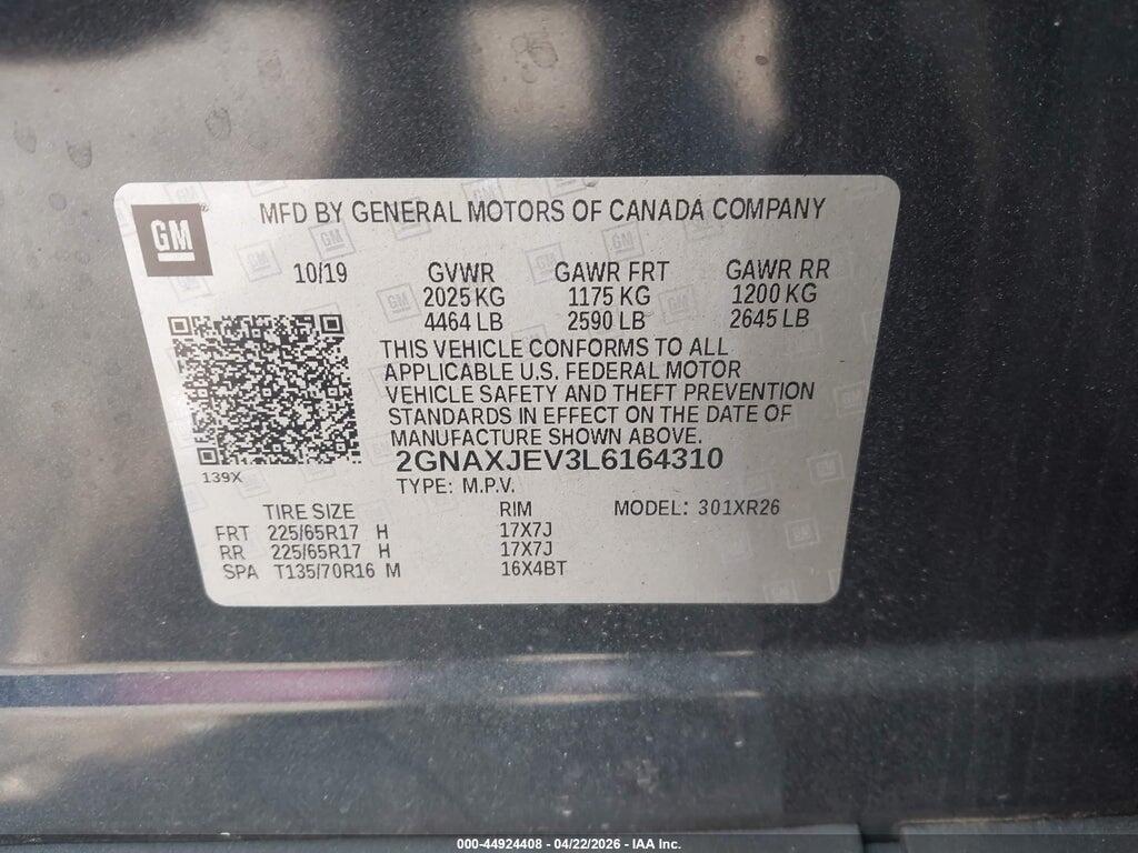 2GNAXJEV3L6164310 2020 CHEVROLET EQUINOX photo no. 9