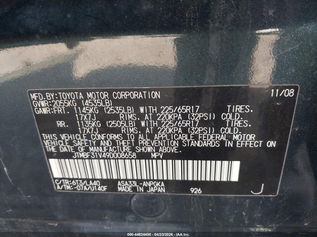 JTMBF31V49D008658 2009 TOYOTA RAV4 photo no. 9
