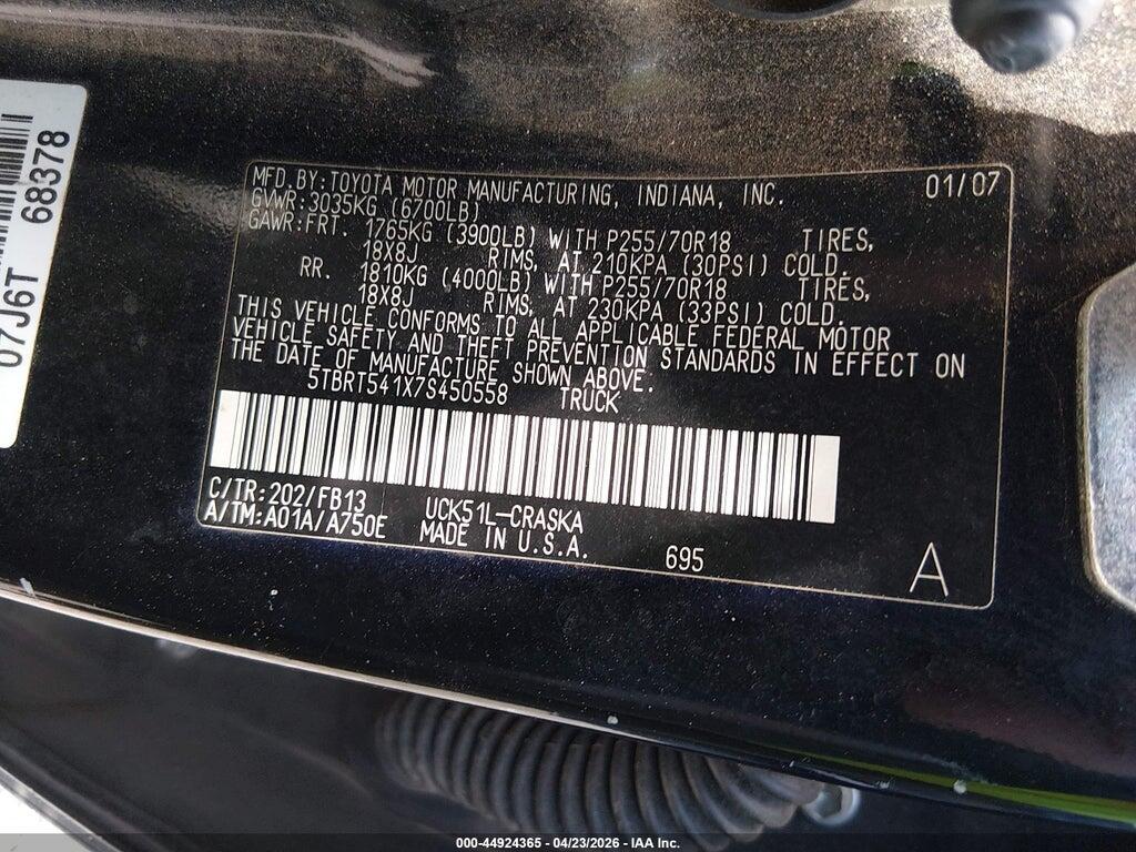 5TBRT541X7S450558 2007 TOYOTA TUNDRA photo no. 9
